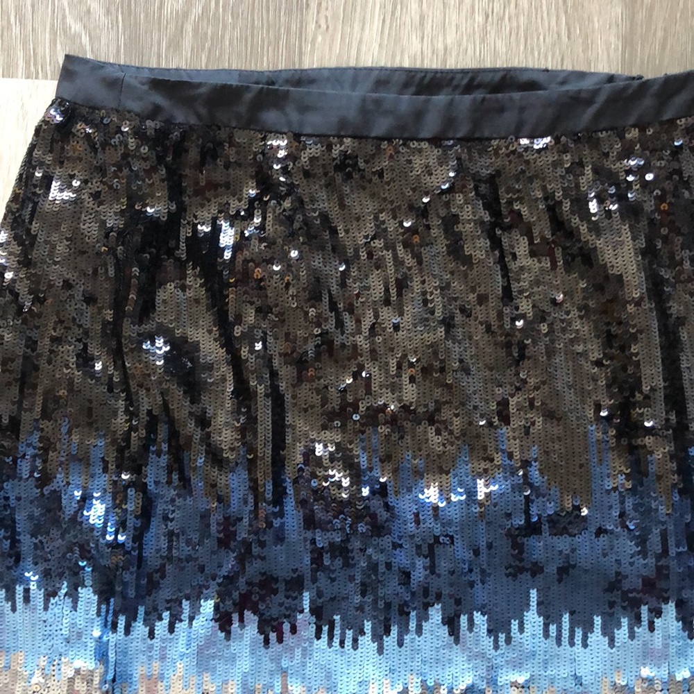 Per Se Black Blue Silver Sequin Ombre Pencil Skirt - Picture 2 of 4
